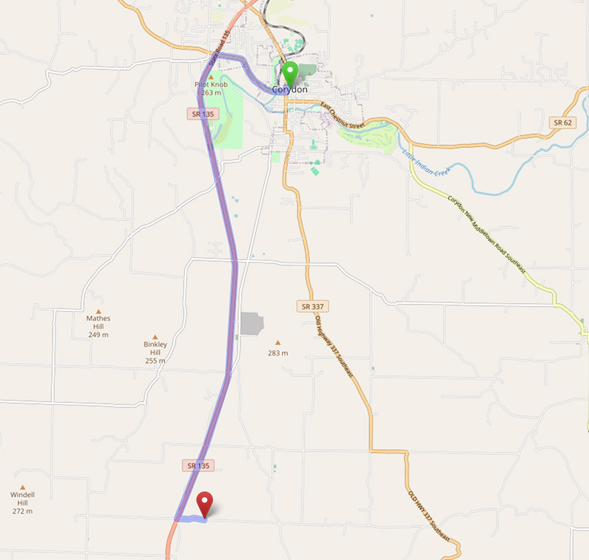 Map to 820 Lake Rd SW Corydon, IN